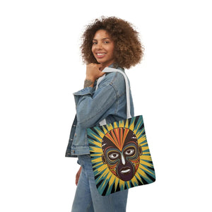Vibrant Canvas Tote Bag African Tribal Mask - Dipaliz - Shopping Totes