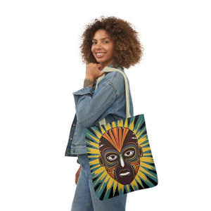 Vibrant Canvas Tote Bag African Tribal Mask - Dipaliz - Shopping Totes