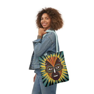 Vibrant Canvas Tote Bag African Tribal Mask - Dipaliz - Shopping Totes