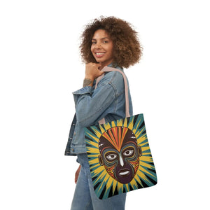 Vibrant Canvas Tote Bag African Tribal Mask - Dipaliz - Shopping Totes