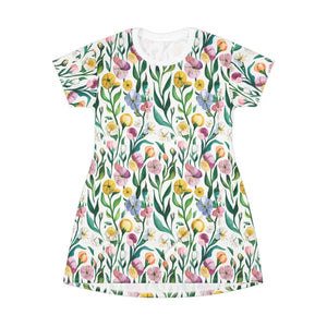 Painted Floral T-shirt Dress - Vibrant Comfort Style - Dipaliz - Dresses