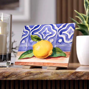 Painted Lemon Ceramic Photo Tiles - Vibrant Wall Art - Dipaliz