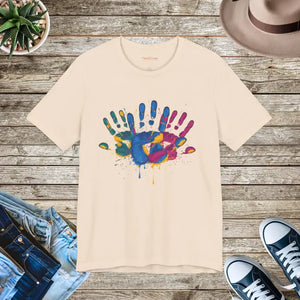 Unisex Jersey Short Sleeve Tee - Painted Palms Print - Dipaliz - Soft Cream / s - T-shirt