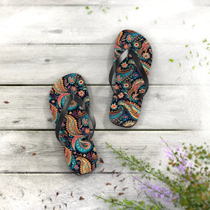 Flip Flops Paisley Eva Sole Polyester Suede Comfort - Dipaliz - s / Black Sole - Slippers