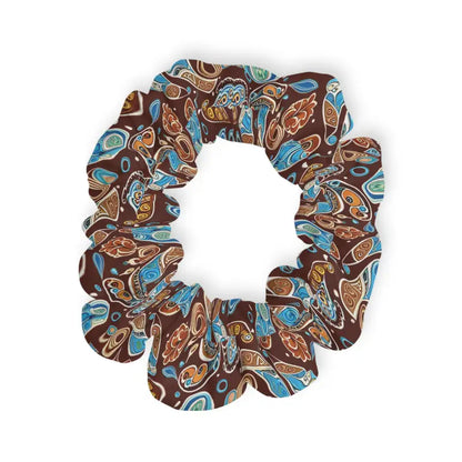 Stylish Paisley Brown & Blue Scrunchie - Hair Accessory Delight - 4’’ × Accessories