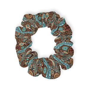 Stylish Hair Accessories Paisley Brown Scrunchie by Dipaliz - 4’’ × - Ponytail Holders