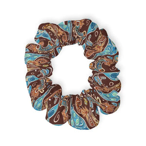 Stylish Hair Accessories Paisley Brown Scrunchie by Dipaliz - 4’’ × - Ponytail Holders