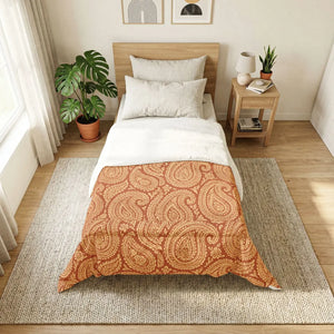 Boho Paisley Cotton Comforter - Rust Bedspread - Dipaliz - Home Decor