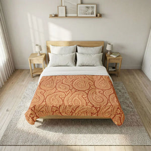 Boho Paisley Cotton Comforter - Rust Bedspread - Dipaliz - Home Decor