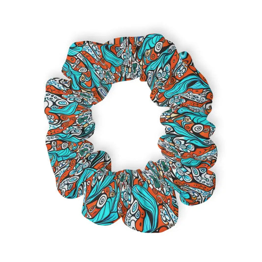 Paisley Orange and Blue Stylish Hair Accessories Scrunchie - 4’’ ×