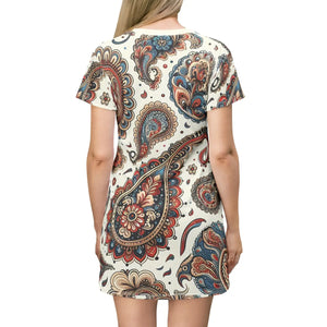 Paisley T-shirt Dress – Recycled Polyester - Dipaliz - Dresses - Xs