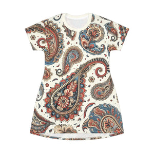 Paisley T-shirt Dress – Recycled Polyester - Dipaliz - Dresses - Xs