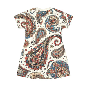 Paisley T-shirt Dress – Recycled Polyester - Dipaliz - Dresses - Xs
