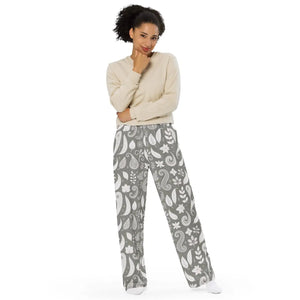 Chic Paisley Pattern Wide-leg Pants - Adjustable Waist - Dipaliz