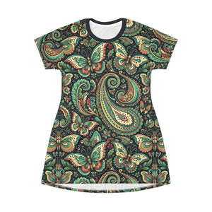 Paisley Pattern T-shirt Dress – Polyester - Dipaliz - Dresses - Xs