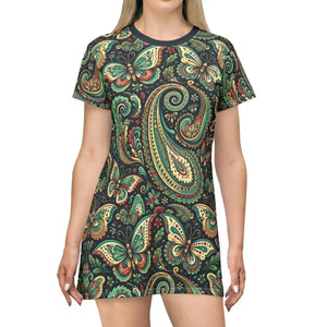 Paisley Pattern T-shirt Dress – Polyester - Dipaliz - Dresses - Xs