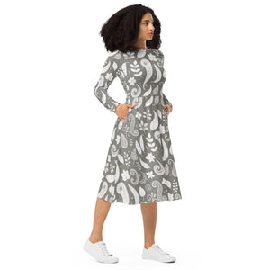 Paisley Midi Dress – Pocket-perfect Jersey - Dipaliz - Dresses - Xs
