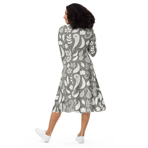 Paisley Midi Dress – Pocket-perfect Jersey - Dipaliz - Dresses - Xs