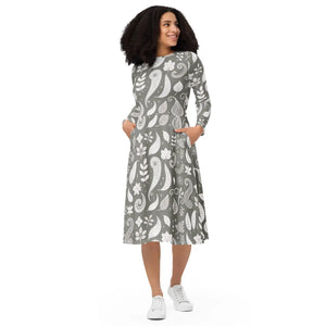 Paisley Midi Dress – Pocket-perfect Jersey - Dipaliz - Dresses - Xs