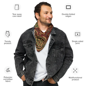 Maroon Paisley Print Bandana - Recycled Performance - Dipaliz - Bandanas & Headties
