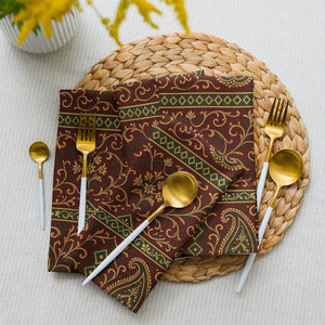 Elegant Paisley Cloth Napkin Set - Rich Maroon - Dipaliz - Napkins