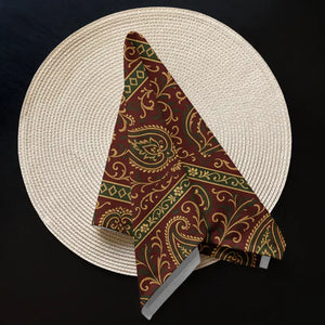 Paisley Pattern Cloth Napkin Set Rich Maroon Elegant Dining - Dipaliz - Napkins