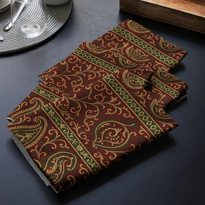 Paisley Pattern Cloth Napkin Set Rich Maroon Elegant Dining - Dipaliz - Napkins