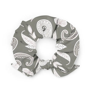 Floral Grey Scrunchie - Eco-friendly Hair Accessory - Dipaliz - Ponytail Holders