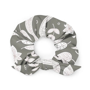 Floral Grey Scrunchie - Eco-friendly Hair Accessory - Dipaliz - Ponytail Holders