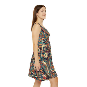 Paisley Pattern Skater Dress – Eco Friendly - Dipaliz - Dresses - Xs