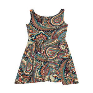 Paisley Pattern Skater Dress – Eco Friendly - Dipaliz - Dresses - Xs