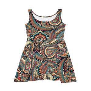 Paisley Pattern Skater Dress – Eco Friendly - Dipaliz - Dresses - Xs