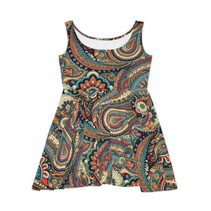 Paisley Pattern Skater Dress - Elegant Women’s Style - Dipaliz - Dresses