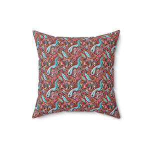 Home Decor - Paisley Pink Spun Polyester Square Pillow Bold Modern Design Dipaliz 16’’ ×