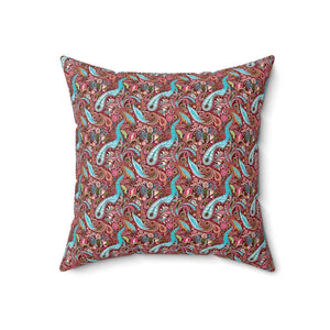 Home Decor - Paisley Pink Spun Polyester Square Pillow Bold Modern Design Dipaliz 18’’ ×