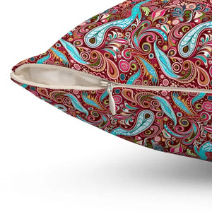 Home Decor - Paisley Pink Spun Polyester Square Pillow Bold Modern Design Dipaliz