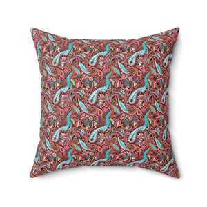 Home Decor - Paisley Pink Spun Polyester Square Pillow Bold Modern Design Dipaliz