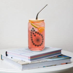 Paisley Print can Glass - 16 Oz Tumbler with Wooden Lid - Dipaliz - Tumblers