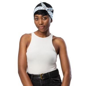 Bold Print Bandana - Eco Friendly Blue Stripes - Dipaliz - Bandanas & Headties