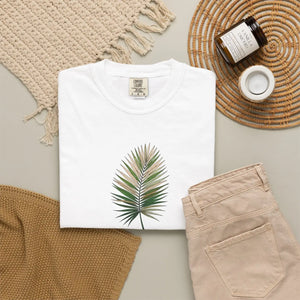 Relaxed Palm Leaf Tee - Minimal Botanical Cotton - Dipaliz - T-shirts