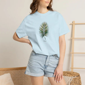 Relaxed Palm Leaf Tee - Minimal Botanical Cotton - Dipaliz - T-shirts