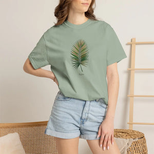Relaxed Palm Leaf Tee - Minimal Botanical Cotton - Dipaliz - T-shirts