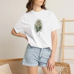 Relaxed Palm Leaf Tee - Minimal Botanical Cotton - Dipaliz - T-shirts