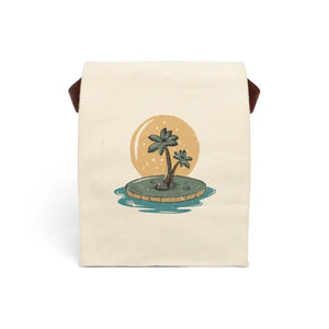 Canvas Lunch Bag - Palm Tree Print Fresh Food Tote - Dipaliz - 8’’ x 12.5’’ 5.5’’ / Natural - Bags