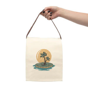 Canvas Lunch Bag - Palm Tree Print Fresh Food Tote - Dipaliz - 8’’ x 12.5’’ 5.5’’ / Natural - Bags