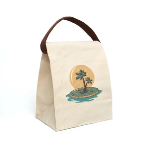 Canvas Lunch Bag - Palm Tree Print Fresh Food Tote - Dipaliz - 8’’ x 12.5’’ 5.5’’ / Natural - Bags