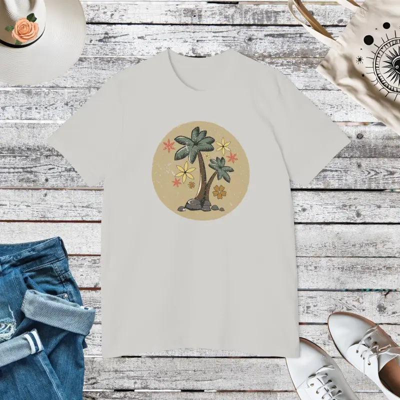 Unisex Deluxe Tee: Stylish Palm Tree Vibes - Silver / Xs T-shirt