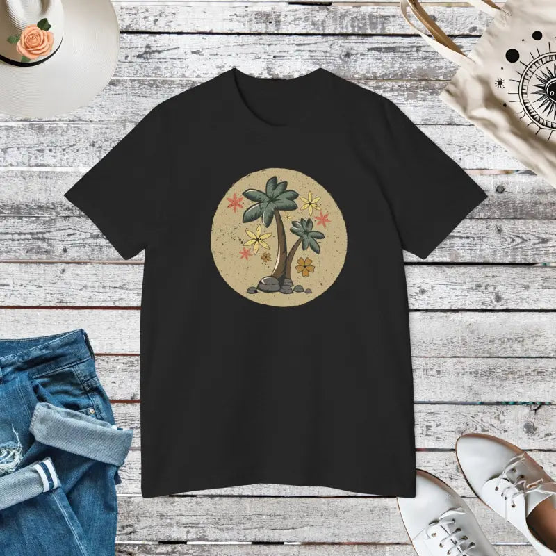 Unisex Deluxe Palm Tree Tee - Feel the Vacation Vibe! - Solid Black Blend / Xs T-shirt