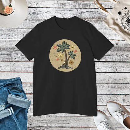 Unisex Deluxe Tee: Stylish Palm Tree Vibes - Solid Black Blend / Xs T-shirt