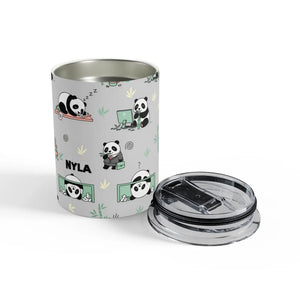 Panda Pattern 10oz Tumbler, Personalized Nyla Travel Cup - Tumblers